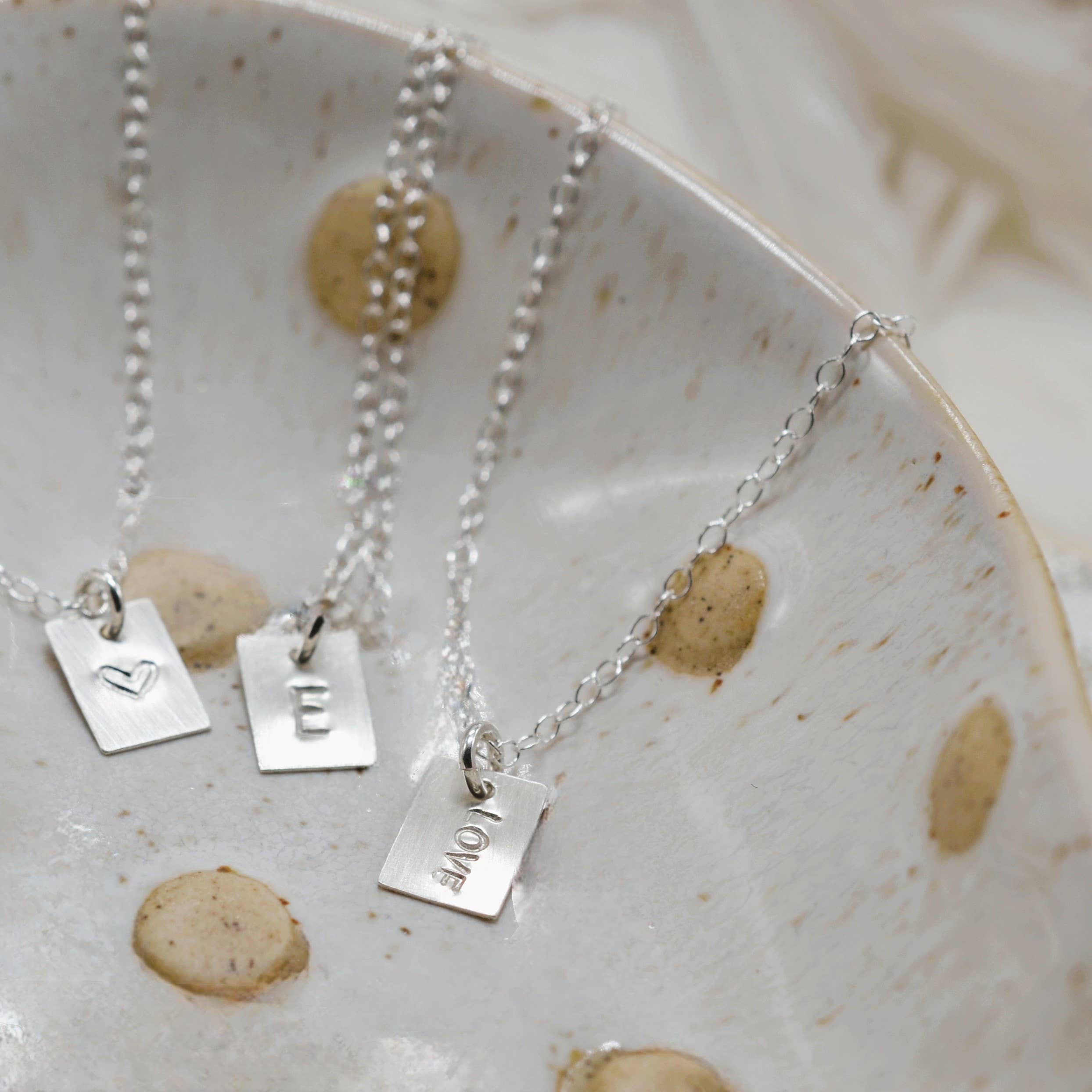 Engraved Heart, Square Pendant Necklace