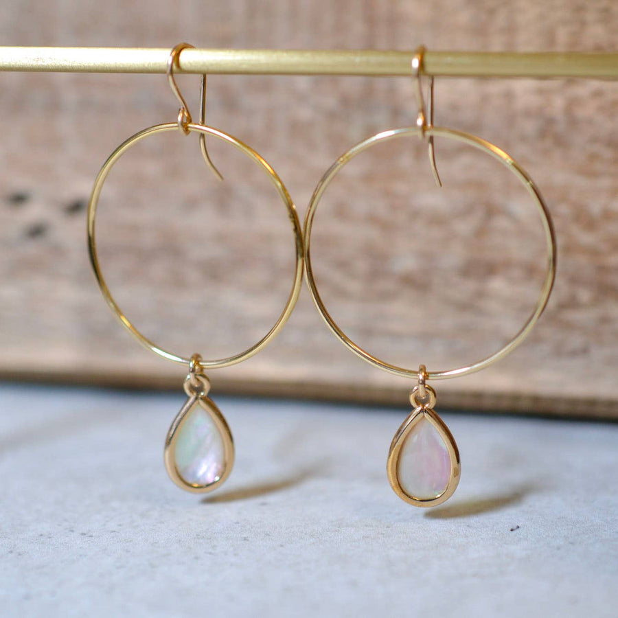 Large Circle Earring with Creamy Iridescent Mother of Pearl
