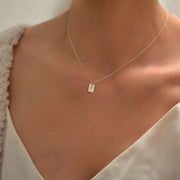 Custom Square Initial Tag / Letter Necklace - GF or Sterling Silver