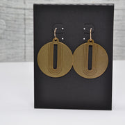 Engraved Arch, Circle Earrings in Brass