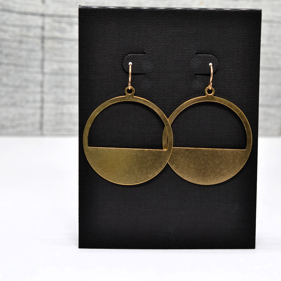 Crescent Circle Earring, Solid Brass with Gold Filled