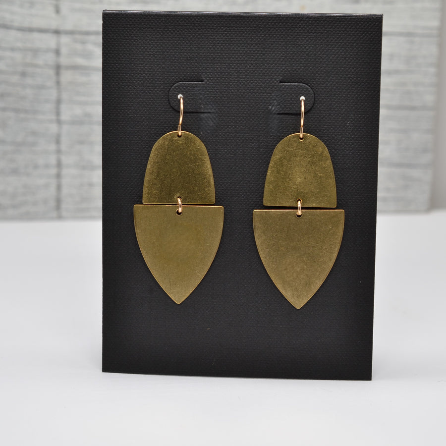 Solid Brass Arch Triangle Earrings with Gold Filled