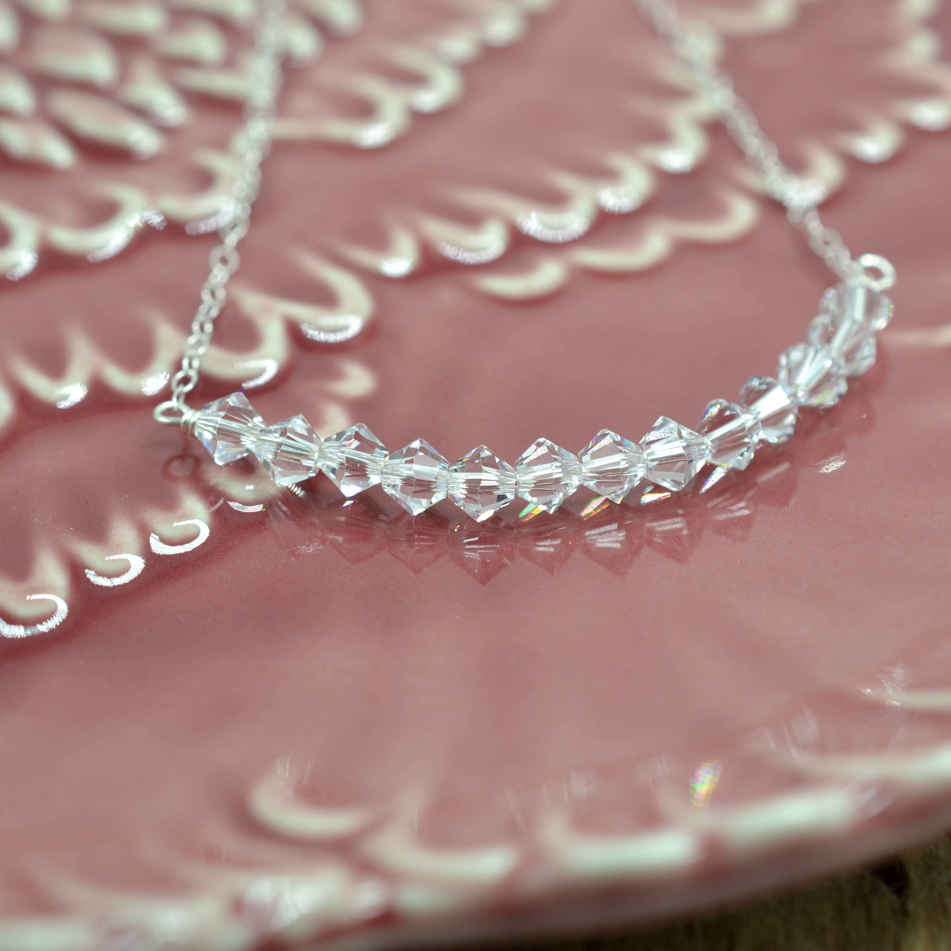 Delicate Crystal Bar Necklace