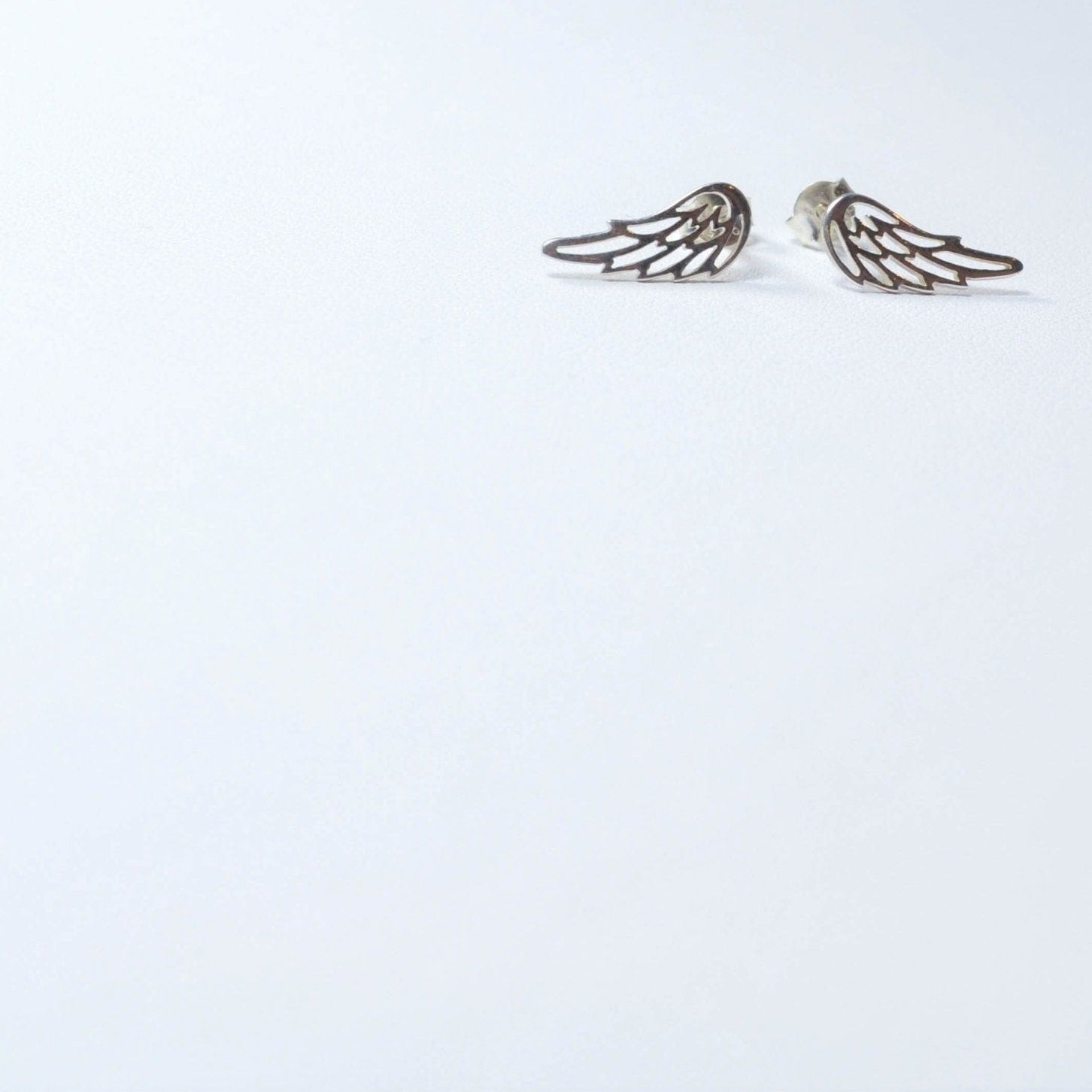 Angel Wing Stud Earrings - Sterling Silver - Sela+Sage - Stud/Post Earrings