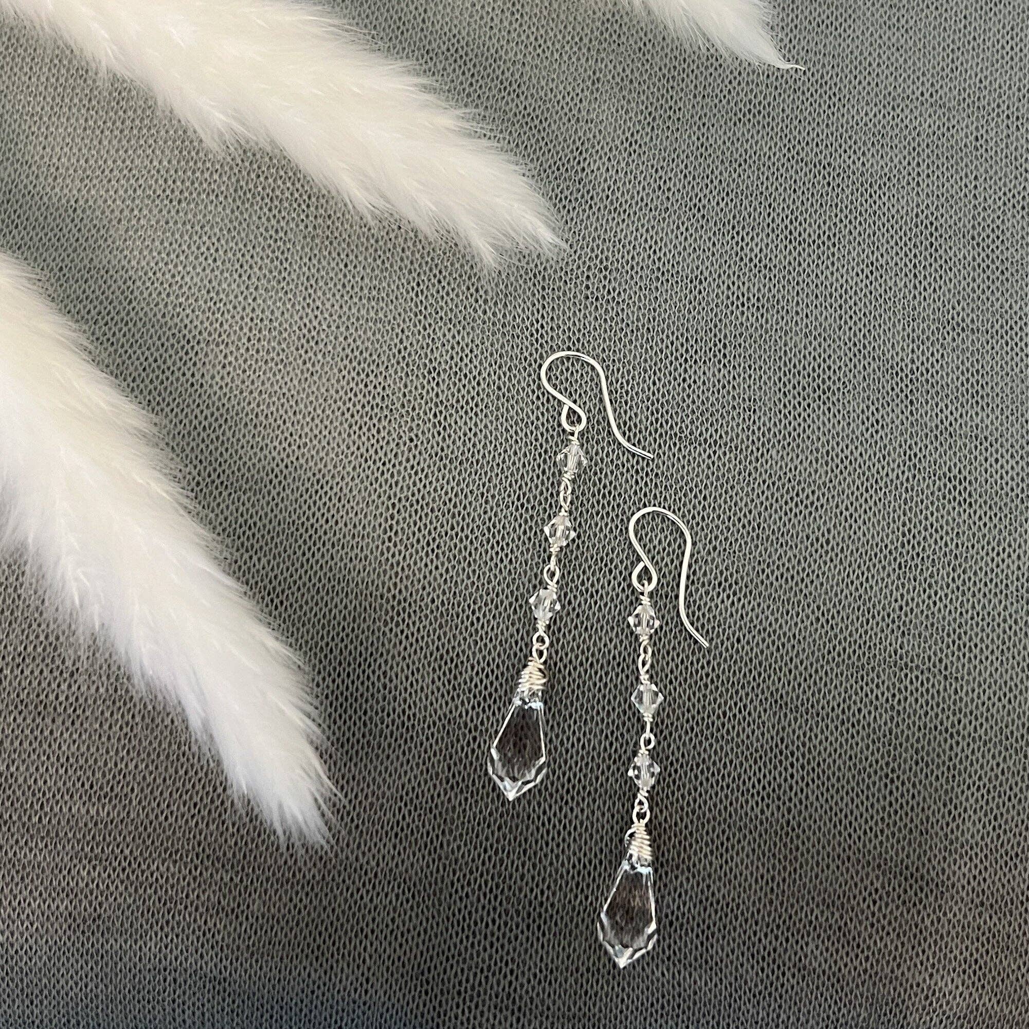 Long Crystal Drop Earrings