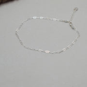 Silver Anklet,  Sterling Silver Paperclip Chain Anklet with Heart Charm, Layering Anklet, Silver Body Jewelry