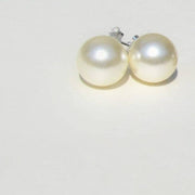 Cream Round Pearl Stud Earrings, Silver or Gold