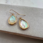 Large Mother of Pearl Drop Bezel Earrings with Circle Dangle
