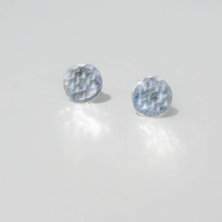 Organic, Hand Hammered Textured Circle Stud