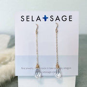 Gold Swarovski Crystal Tear Drop Earrings