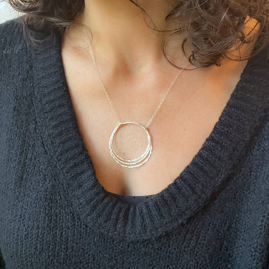 Contiguous Circle Necklace - Sterling Silver - Sela+Sage - Pendant/Charm Necklace