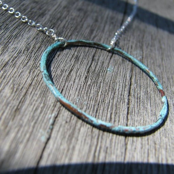Copper Patina, Turquoise Verdigris Necklace - Gold Filled - Sela+Sage - Pendant/Charm Necklace