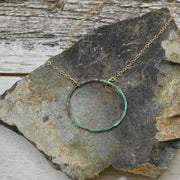 Copper Patina, Turquoise Verdigris Necklace - Gold Filled - Sela+Sage - Pendant/Charm Necklace