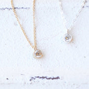CZ Solitaire Necklace, Diamond Bezel - GF or Sterling Silver - Sela+Sage - Pendant/Charm Necklace