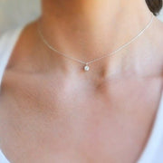 CZ Solitaire Necklace, Diamond Bezel - GF or Sterling Silver - Sela+Sage - Pendant/Charm Necklace