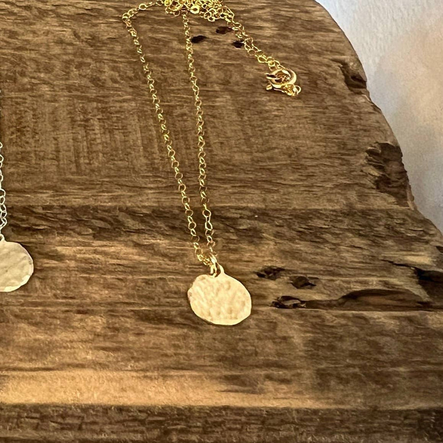 Hammered Gold Filled Circle Pendant Necklace