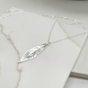 Autumn Leaf Charm Necklace, Delicate Marquise Pendant 14k Gold Filled or Sterling Silver, Inspired by Nature