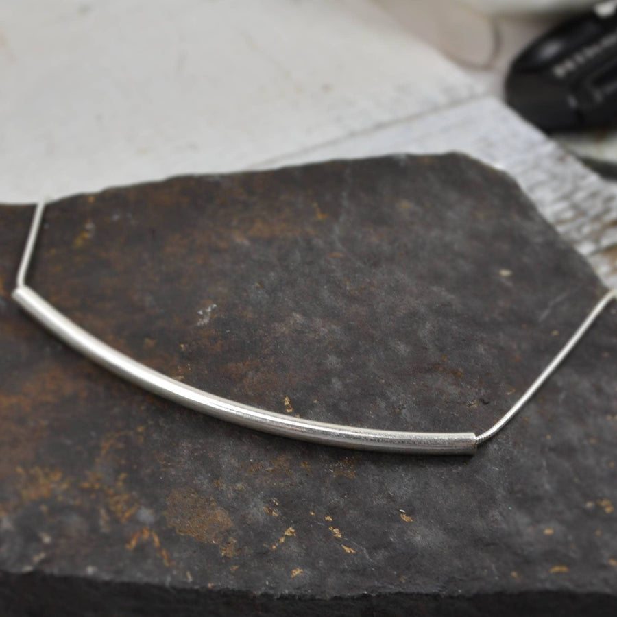 Long Bar Necklace on Sterling Snake Chain