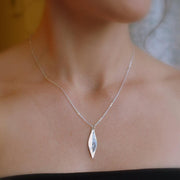 Autumn Leaf Charm Necklace, Delicate Marquise Pendant 14k Gold Filled or Sterling Silver, Inspired by Nature