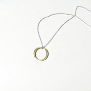 Vintage Raw Brass, Mixed Metals Open Circles Necklace