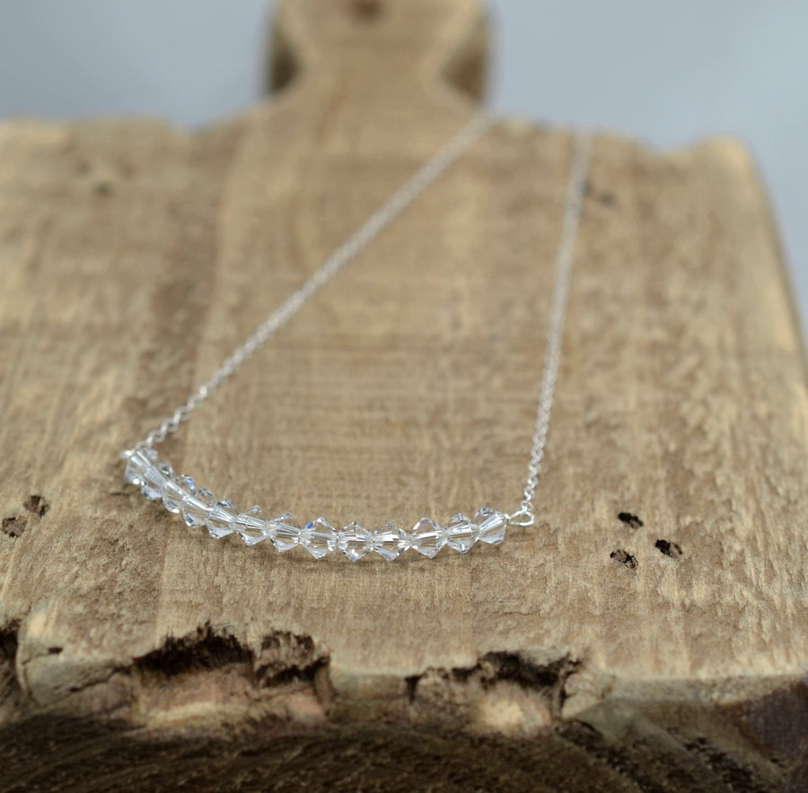 Delicate Crystal Bar Necklace - GF or Sterling Silver - Sela+Sage - Link & Chain Necklace