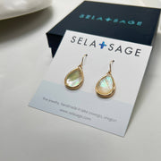 Large Mother of Pearl Drop Bezel Earrings with Circle Dangle