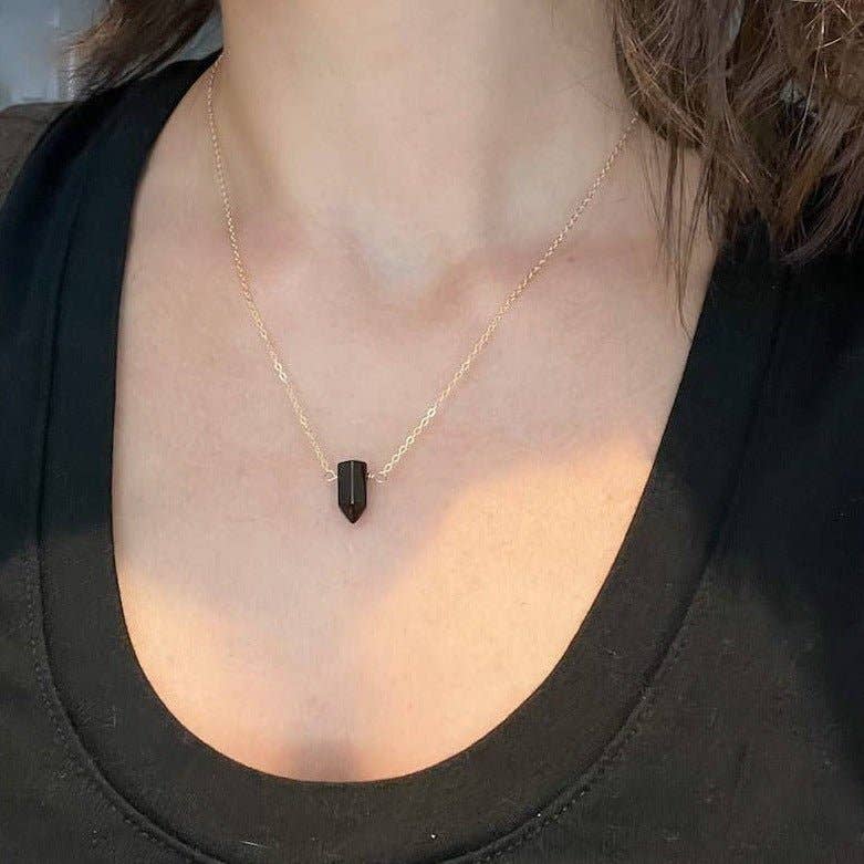 Five Point Necklace in Black Onyx with Gold Filled Chain