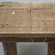 Anklet, Gold Filled Paperclip Chain Anklet with Heart Charm, Layering Anklet Body Jewelry