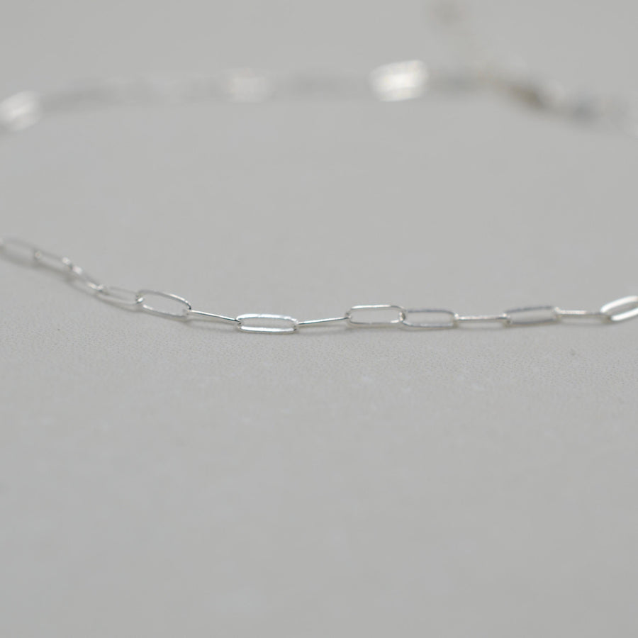 Silver Anklet,  Sterling Silver Paperclip Chain Anklet with Heart Charm, Layering Anklet, Silver Body Jewelry