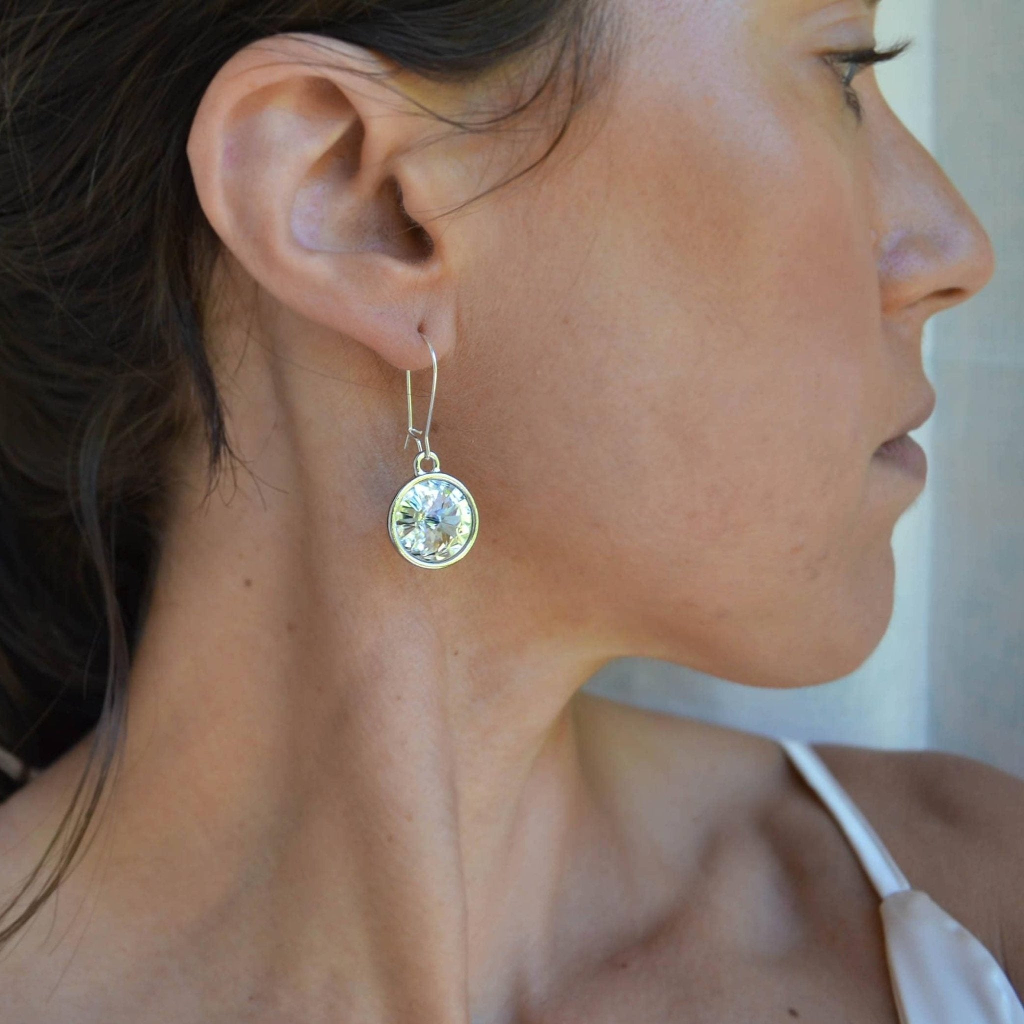 Floating Crystal Earrings- Sterling Silver - Sela+Sage - Dangle Earrings