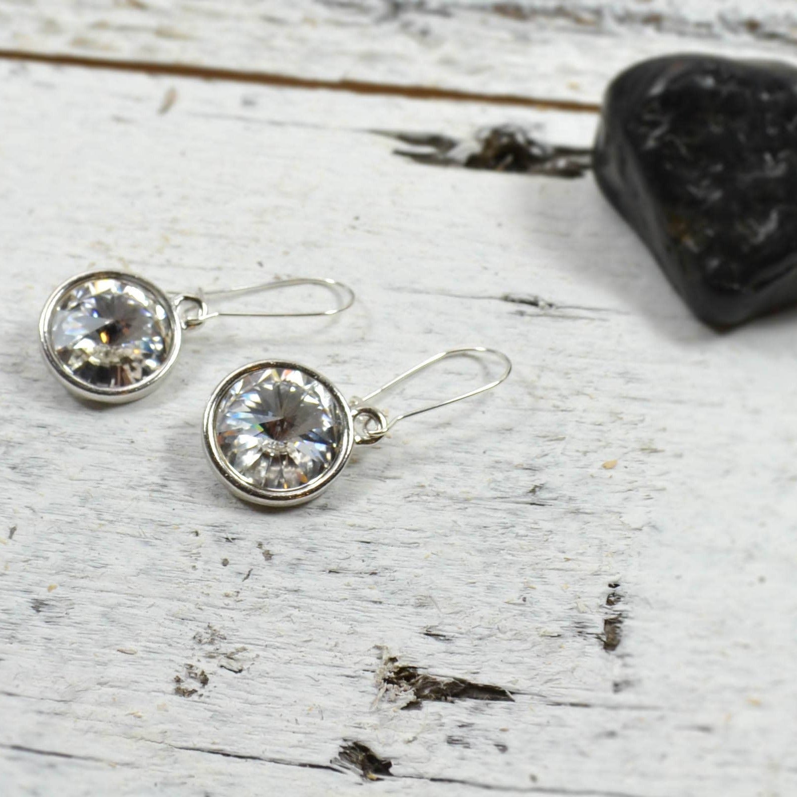 Floating Crystal Earrings- Sterling Silver - Sela+Sage - Dangle Earrings