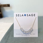 Floating Crystals, "Carrie" Necklace - Gold Filled or Sterling Silver - Sela+Sage - Pendant/Charm Necklace