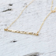 Hammered Bar Necklace, Horizontal - GF or Sterling Silver - Sela+Sage - Link & Chain Necklace