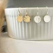 Hammered Disc Earrings with Polish - GF or Sterling Silver - Sela+Sage - Dangle Earrings