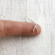 Petite Silver Wishbone Necklace, Good Luck Pendant