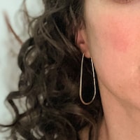 Oval Teardrop Gold Hoop Earrings