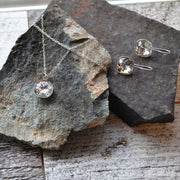 Silver Cushion Cut Rhinestone Earrings