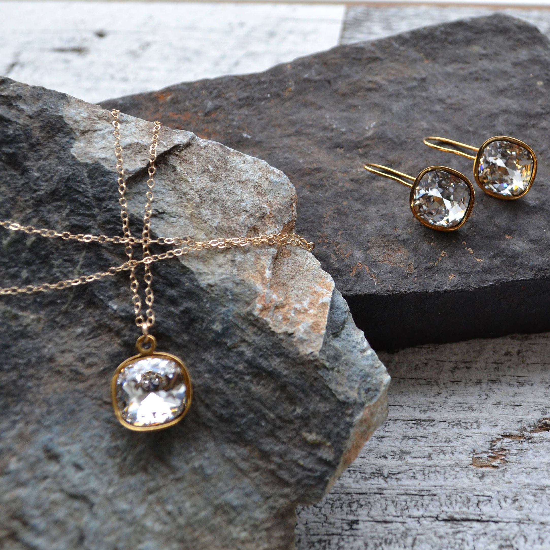 Cushion Cut Swarovski Crystal Necklace