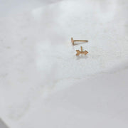 Tiny Gold Filled Arrow Stud Earrings, Gold Arrow Post Earrings, Small Second Hole Earrings