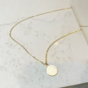 Large Satin Circle Pendant Necklace in Gold Filled or Sterling Silver, Matte Round Disk Charm Necklace, Gift for Her