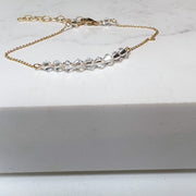 Swarovski Crystal Bracelet, Gold or Silver, Crystal Bar Bracelet - Dainty Gold Bracelet, Simple Bridesmaids Bracelet