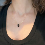 Black Onyx Point Necklace - Point Crystal Pendant Necklace - Healing Crystal Point Jewelry