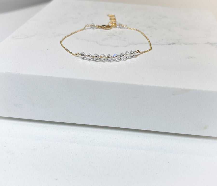 Swarovski Crystal Bracelet, Gold or Silver, Crystal Bar Bracelet - Dainty Gold Bracelet, Simple Bridesmaids Bracelet