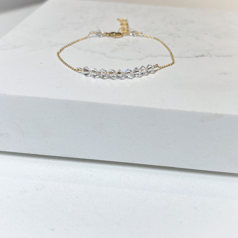 Swarovski Crystal Bracelet, Gold or Silver, Crystal Bar Bracelet - Dainty Gold Bracelet, Simple Bridesmaids Bracelet