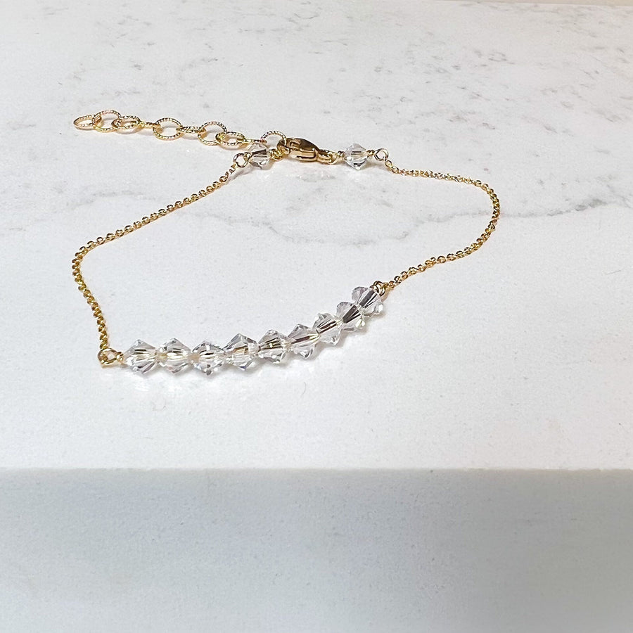 Swarovski Crystal Bracelet, Gold or Silver, Crystal Bar Bracelet - Dainty Gold Bracelet, Simple Bridesmaids Bracelet