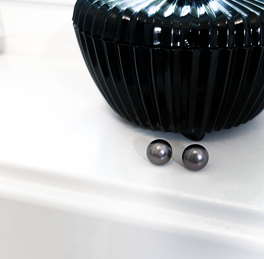 Real Black Pearl Stud Earring, Freshwater Pearl Studs, Real Gray Pearl Earrings, Bridal Pearl Post Earring, Bridesmaids Pearl Black