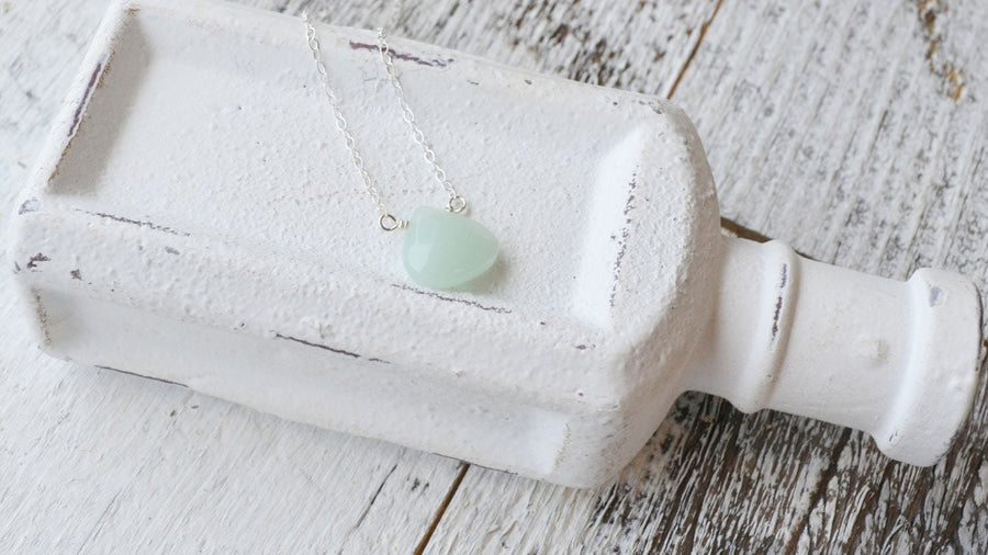 Amazonite, Hand Cut Raw Crystal Necklace, Protection Stone Layering Necklace,  Blue Stone Pendant - Anxiety Healing Necklace