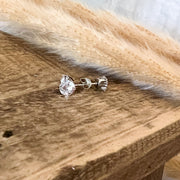 Gold Filled or Silver 6mm Diamond CZ Stud Earrings, Round CZ Post Earrings, Premium Lab Created Cubic Zirconia