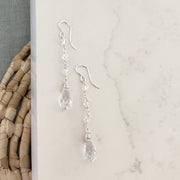 Teardrop Crystal Earrings, Gold and Silver, Long Crystal Drop Earrings, Swarovski Crystal Bridal Earrings, Handmade