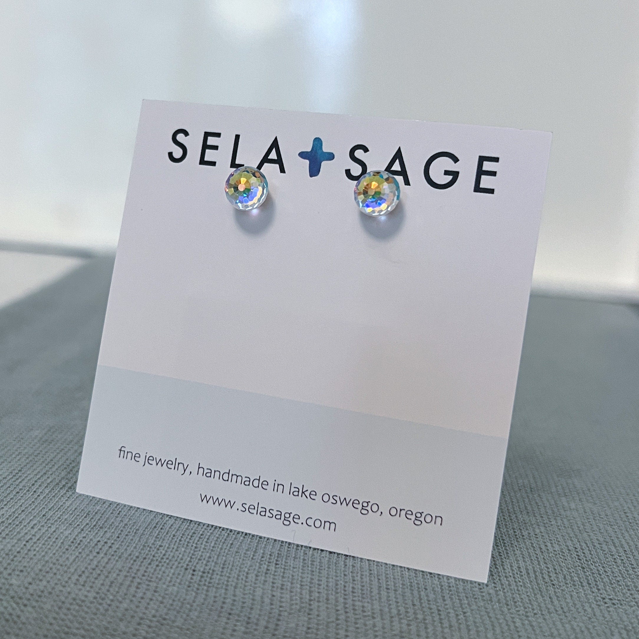 Faceted Crystal Ball, Swarovski AB Stud Earrings